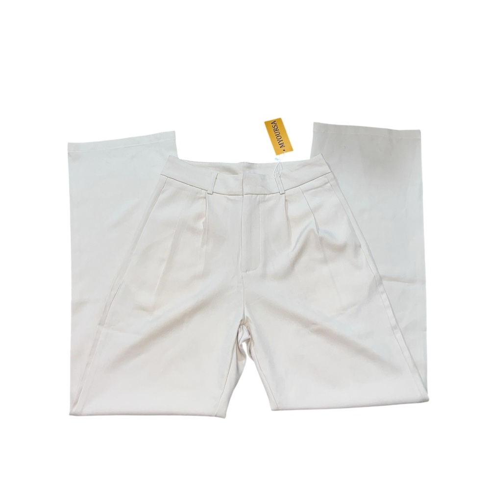 beige/cream high-waisted pleated trousers 
size small